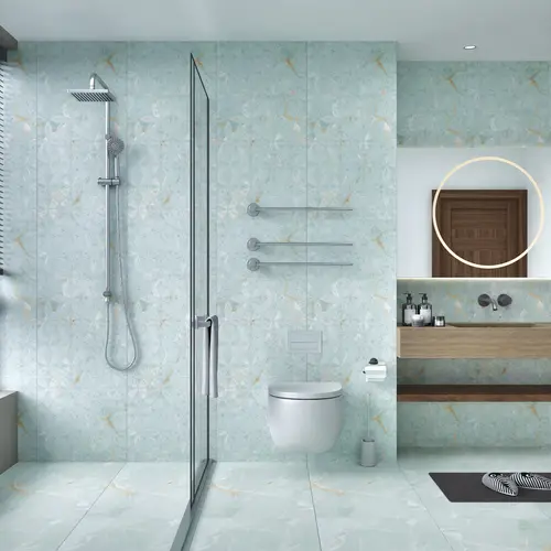 Punch Wall Tile TL 06192 B Prime Onyx Olive Triangle 4 ft x 2 ft Vitrified Lustera Effect Feather Feel Matte Finish - 8.5 mm | 2 Random Design | Suitable for Living Room, Bedroom, Bathroom