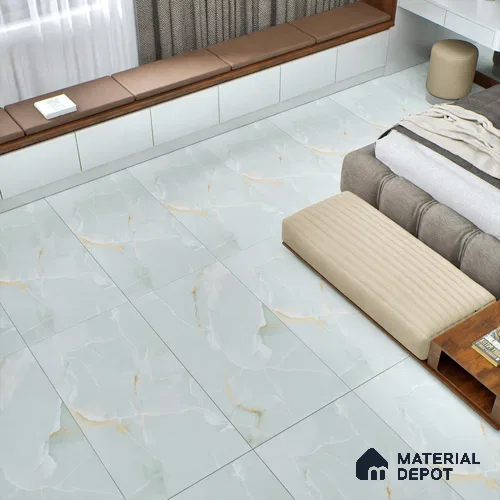 Marble Wall & Floor Tile TL 06192 Prime Onyx Olive 4 ft x 2 ft Vitrified Lustera Effect Feather Feel Matte Finish - 8.5 mm | 7 Random Design | Suitable for Living Room, Bedroom, Bathroom