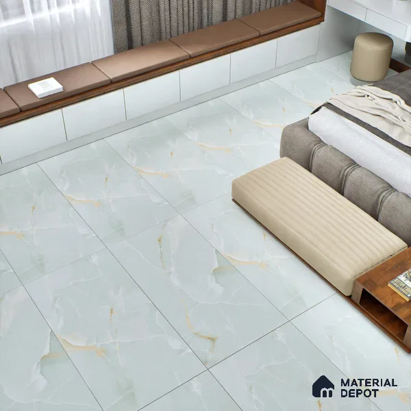 Marble Wall & Floor Tile TL 06192 Prime Onyx Olive 4 ft x 2 ft Vitrified Lustera Effect Feather Feel Matte Finish - 8.5 mm | 7 Random Design | Suitable for Living Room, Bedroom, Bathroom (Sample)