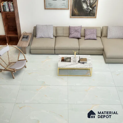 Marble Wall & Floor Tile TL 06192 Prime Onyx Olive 4 ft x 2 ft Vitrified Lustera Effect Feather Feel Matte Finish - 8.5 mm | 7 Random Design | Suitable for Living Room, Bedroom, Bathroom