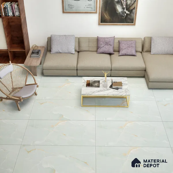 Marble Wall & Floor Tile TL 06192 Prime Onyx Olive 4 ft x 2 ft Vitrified Lustera Effect Feather Feel Matte Finish - 8.5 mm | 7 Random Design | Suitable for Living Room, Bedroom, Bathroom (Sample)