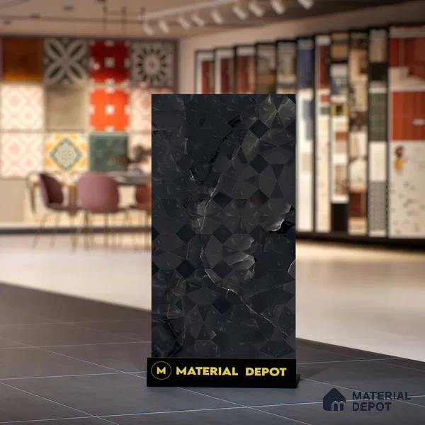 Punch Wall Tile TL 06193 B Prime Onyx Nero Triangle 4 ft x 2 ft Vitrified Lustera Effect Feather Feel Matte Finish - 8.5 mm | 2 Random Design | Suitable for Living Room, Bedroom, Bathroom
