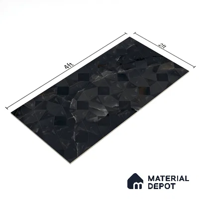 Punch Wall Tile TL 06193 B Prime Onyx Nero Triangle 4 ft x 2 ft Vitrified Lustera Effect Feather Feel Matte Finish - 8.5 mm | 2 Random Design | Suitable for Living Room, Bedroom, Bathroom