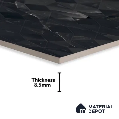 Punch Wall Tile TL 06193 B Prime Onyx Nero Triangle 4 ft x 2 ft Vitrified Lustera Effect Feather Feel Matte Finish - 8.5 mm | 2 Random Design | Suitable for Living Room, Bedroom, Bathroom