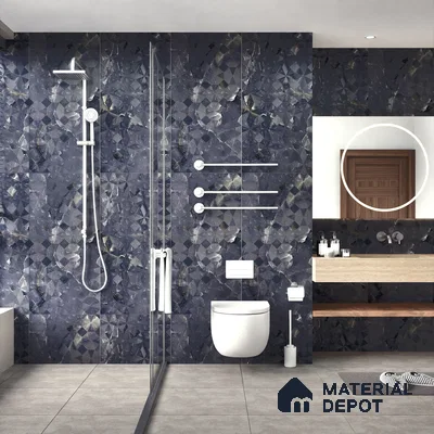 Punch Wall Tile TL 06193 B Prime Onyx Nero Triangle 4 ft x 2 ft Vitrified Lustera Effect Feather Feel Matte Finish - 8.5 mm | 2 Random Design | Suitable for Living Room, Bedroom, Bathroom