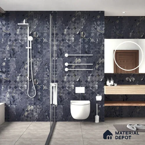 Punch Wall Tile TL 06193 B Prime Onyx Nero Triangle 4 ft x 2 ft Vitrified Lustera Effect Feather Feel Matte Finish - 8.5 mm | 2 Random Design | Suitable for Living Room, Bedroom, Bathroom