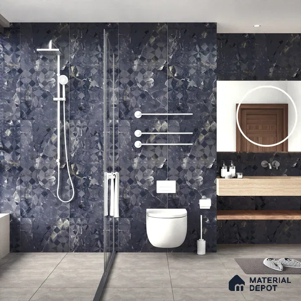 Punch Wall Tile TL 06193 B Prime Onyx Nero Triangle 4 ft x 2 ft Vitrified Lustera Effect Feather Feel Matte Finish - 8.5 mm | 2 Random Design | Suitable for Living Room, Bedroom, Bathroom