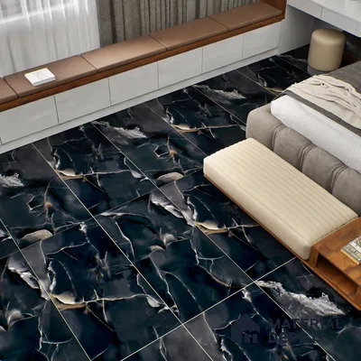 Marble Wall & Floor Tile TL 06193 Prime Onyx Nero 4 ft x 2 ft Vitrified Lustera Effect Feather Feel Matte Finish - 8.5 mm | 7 Random Design | Suitable for Living Room, Bedroom, Bathroom (Sample)