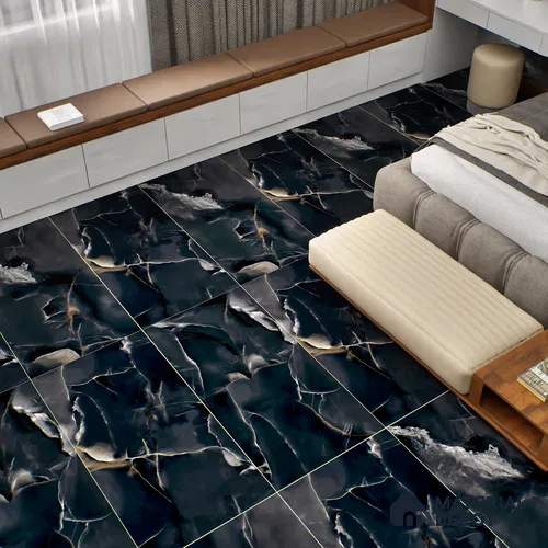 Marble Wall & Floor Tile TL 06193 Prime Onyx Nero 4 ft x 2 ft Vitrified Lustera Effect Feather Feel Matte Finish - 8.5 mm | 7 Random Design | Suitable for Living Room, Bedroom, Bathroom