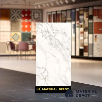 Marble Wall & Floor Tile TL 06101 Calacatta Prime 4 ft x 2 ft Vitrified Matte Finish - 9 mm | 6 Random Design | Suitable For Living Room, Bedroom, Bathroom, Kitchen