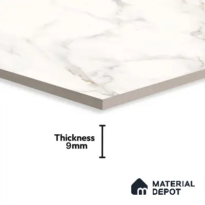 Marble Wall & Floor Tile TL 06101 Calacatta Prime 4 ft x 2 ft Vitrified Matte Finish - 9 mm | 6 Random Design | Suitable For Living Room, Bedroom, Bathroom, Kitchen