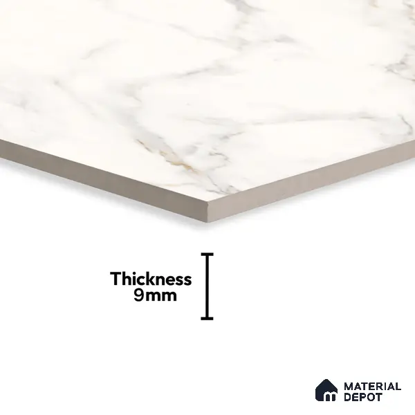 Marble Wall & Floor Tile TL 06101 Calacatta Prime 4 ft x 2 ft Vitrified Matte Finish - 9 mm | 6 Random Design | Suitable For Living Room, Bedroom, Bathroom, Kitchen