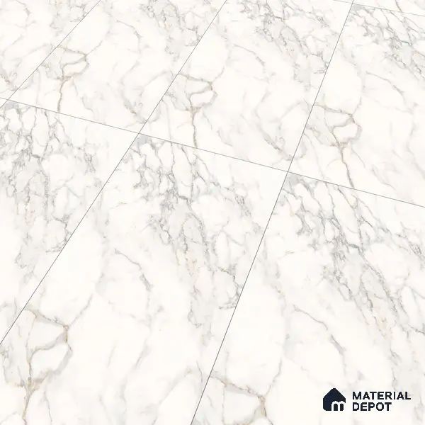 Marble Wall & Floor Tile TL 06101 Calacatta Prime 4 ft x 2 ft Vitrified Matte Finish - 9 mm | 6 Random Design | Suitable For Living Room, Bedroom, Bathroom, Kitchen