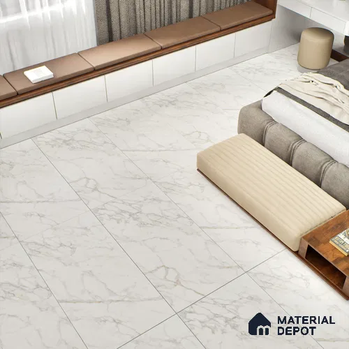 Marble Wall & Floor Tile TL 06101 Calacatta Prime 4 ft x 2 ft Vitrified Matte Finish - 9 mm | 6 Random Design | Suitable For Living Room, Bedroom, Bathroom, Kitchen