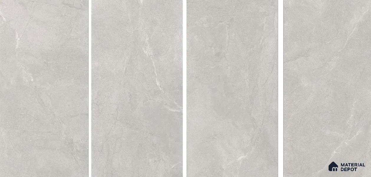Marble Wall & Floor Tile TL 06102 C Casper Silver 4 ft x 2 ft Vitrified Matte Finish - 9 mm | 6 Random Design | Suitable For Living Room, Bedroom, Bathroom, Kitchen