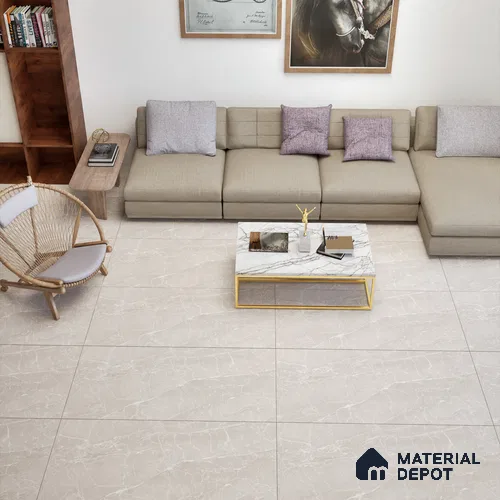 Marble Wall & Floor Tile TL 06081 Algeria Beige 4 ft x 2 ft Vitrified Matte Finish - 9 mm | 8 Random Design | Suitable For Living Room, Bedroom, Bathroom, Kitchen