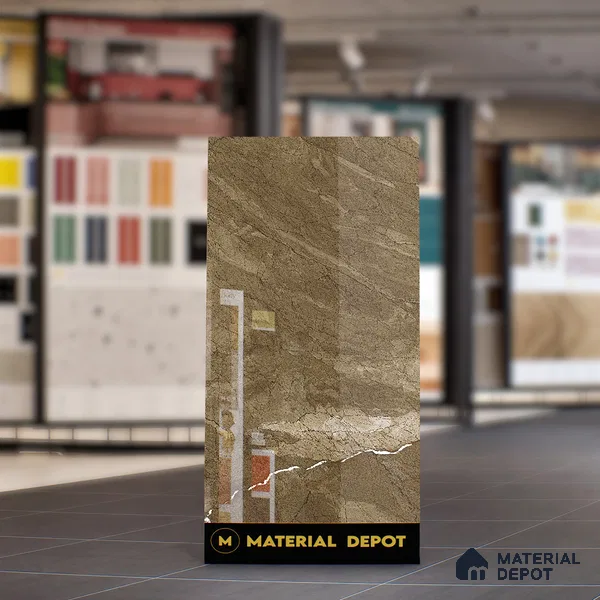 Marble Wall & Floor Tile TL 05306 B Aurelio Felix Earth 4 ft x 2 ft Vitrified High Gloss Finish - 9 mm | Suitable for Living Room, Bedroom, Feature / Accent Walls & Highlighter Wall (Sample)