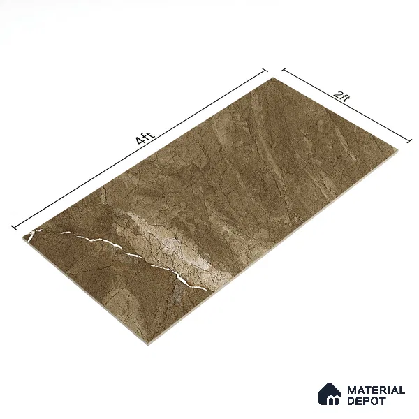 Marble Wall & Floor Tile TL 05306 B Aurelio Felix Earth 4 ft x 2 ft Vitrified High Gloss Finish - 9 mm | Suitable for Living Room, Bedroom, Feature / Accent Walls & Highlighter Wall (Sample)