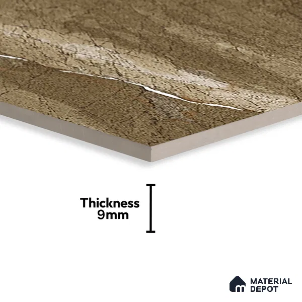 Marble Wall & Floor Tile TL 05306 B Aurelio Felix Earth 4 ft x 2 ft Vitrified High Gloss Finish - 9 mm | Suitable for Living Room, Bedroom, Feature / Accent Walls & Highlighter Wall (Sample)