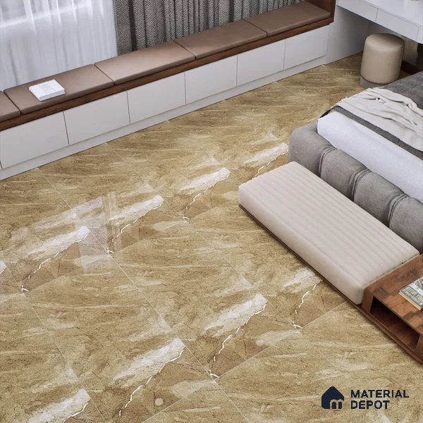 Marble Wall & Floor Tile TL 05306 B Aurelio Felix Earth 4 ft x 2 ft Vitrified High Gloss Finish - 9 mm | Suitable for Living Room, Bedroom, Feature / Accent Walls & Highlighter Wall (Sample)