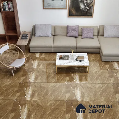 Marble Wall & Floor Tile TL 05306 B Aurelio Felix Earth 4 ft x 2 ft Vitrified High Gloss Finish - 9 mm | Suitable for Living Room, Bedroom, Feature / Accent Walls & Highlighter Wall (Sample)