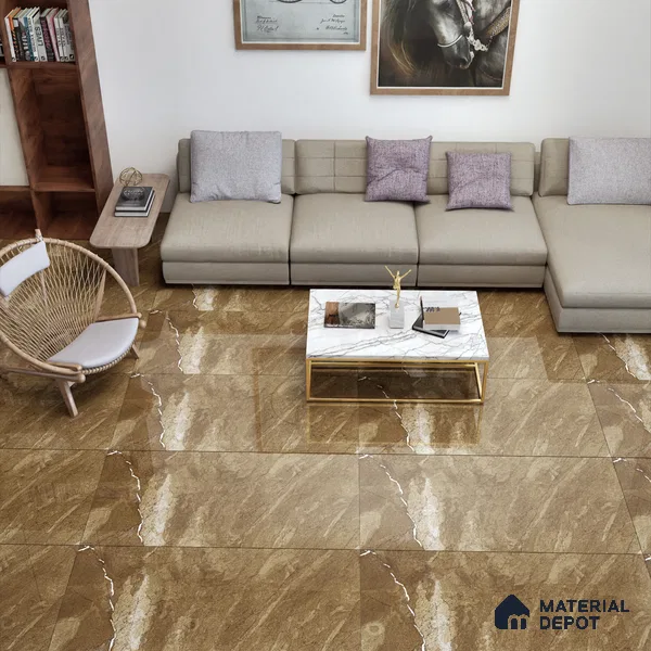 Marble Wall & Floor Tile TL 05306 B Aurelio Felix Earth 4 ft x 2 ft Vitrified High Gloss Finish - 9 mm | Suitable for Living Room, Bedroom, Feature / Accent Walls & Highlighter Wall (Sample)