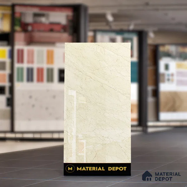 Marble Wall & Floor Tile TL 05306 Aurelio Felix Beige 4 ft x 2 ft Vitrified High Gloss Finish - 9 mm | Suitable for Living Room, Bedroom, Feature / Accent Walls & Highlighter Wall (Sample)