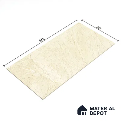 Marble Wall & Floor Tile TL 05306 Aurelio Felix Beige 4 ft x 2 ft Vitrified High Gloss Finish - 9 mm | Suitable for Living Room, Bedroom, Feature / Accent Walls & Highlighter Wall (Sample)