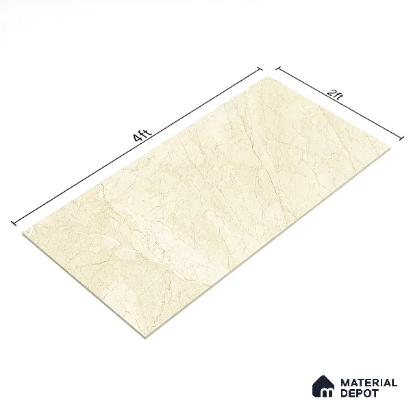 Marble Wall & Floor Tile TL 05306 Aurelio Felix Beige 4 ft x 2 ft Vitrified High Gloss Finish - 9 mm | Suitable for Living Room, Bedroom, Feature / Accent Walls & Highlighter Wall (Sample)