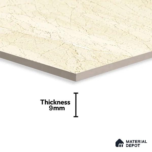 Marble Wall & Floor Tile TL 05306 Aurelio Felix Beige 4 ft x 2 ft Vitrified High Gloss Finish - 9 mm | Suitable for Living Room, Bedroom, Feature / Accent Walls & Highlighter Wall (Sample)