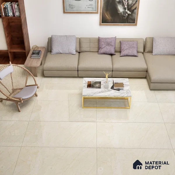 Marble Wall & Floor Tile TL 05306 Aurelio Felix Beige 4 ft x 2 ft Vitrified High Gloss Finish - 9 mm | Suitable for Living Room, Bedroom, Feature / Accent Walls & Highlighter Wall (Sample)