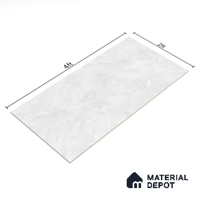 Marble Wall & Floor Tile TL 05310 B Aurelio Matrix White 4 ft x 2 ft Vitrified High Gloss Finish - 9 mm | Suitable for Living Room, Bedroom, Feature / Accent Walls & Highlighter Wall