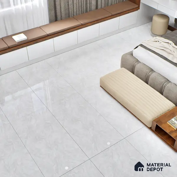 Marble Wall & Floor Tile TL 05310 B Aurelio Matrix White 4 ft x 2 ft Vitrified High Gloss Finish - 9 mm | Suitable for Living Room, Bedroom, Feature / Accent Walls & Highlighter Wall