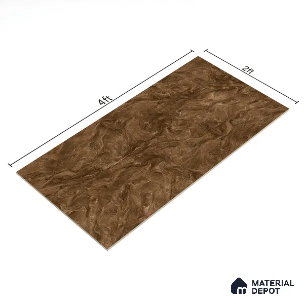 Marble Wall & Floor Tile TL 05310 C Aurelio Matrix Brown 4 ft x 2 ft Vitrified High Gloss Finish - 9 mm | Suitable for Living Room, Bedroom, Feature / Accent Walls & Highlighter Wall