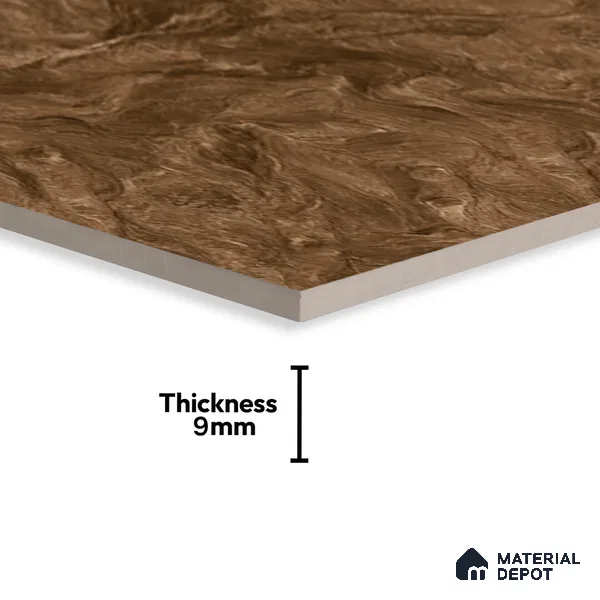 Marble Wall & Floor Tile TL 05310 C Aurelio Matrix Brown 4 ft x 2 ft Vitrified High Gloss Finish - 9 mm | Suitable for Living Room, Bedroom, Feature / Accent Walls & Highlighter Wall