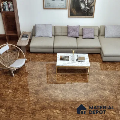 Marble Wall & Floor Tile TL 05310 C Aurelio Matrix Brown 4 ft x 2 ft Vitrified High Gloss Finish - 9 mm | Suitable for Living Room, Bedroom, Feature / Accent Walls & Highlighter Wall