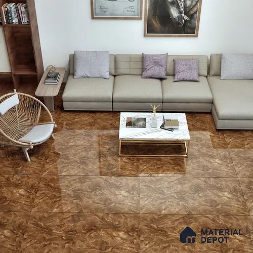 Marble Wall & Floor Tile TL 05310 C Aurelio Matrix Brown 4 ft x 2 ft Vitrified High Gloss Finish - 9 mm | Suitable for Living Room, Bedroom, Feature / Accent Walls & Highlighter Wall