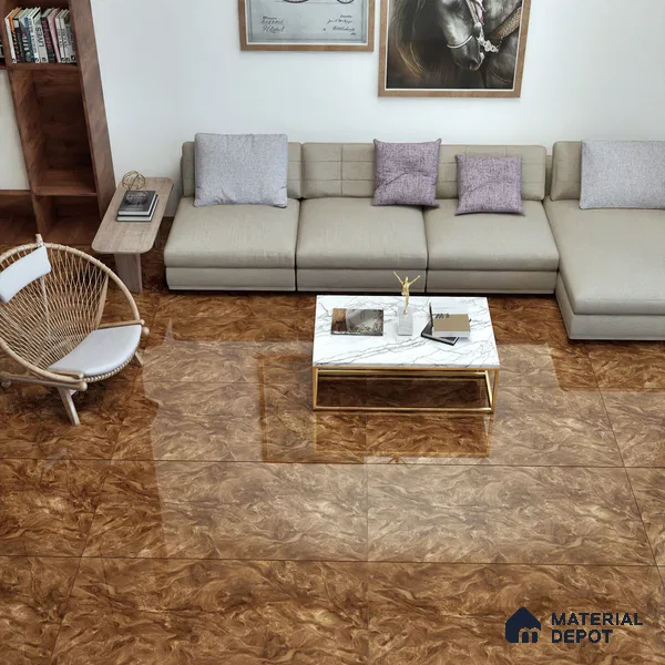 Marble Wall & Floor Tile TL 05310 C Aurelio Matrix Brown 4 ft x 2 ft Vitrified High Gloss Finish - 9 mm | Suitable for Living Room, Bedroom, Feature / Accent Walls & Highlighter Wall