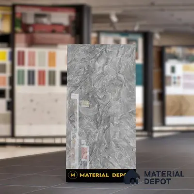 Marble Wall & Floor Tile TL 05310 D Aurelio Matrix Grigio 4 ft x 2 ft Vitrified High Gloss Finish - 9 mm | Suitable for Living Room, Bedroom, Feature / Accent Walls & Highlighter Wall
