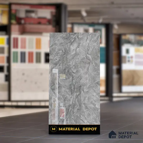 Marble Wall & Floor Tile TL 05310 D Aurelio Matrix Grigio 4 ft x 2 ft Vitrified High Gloss Finish - 9 mm | Suitable for Living Room, Bedroom, Feature / Accent Walls & Highlighter Wall