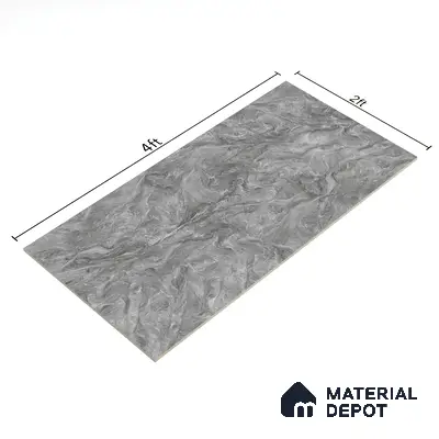 Marble Wall & Floor Tile TL 05310 D Aurelio Matrix Grigio 4 ft x 2 ft Vitrified High Gloss Finish - 9 mm | Suitable for Living Room, Bedroom, Feature / Accent Walls & Highlighter Wall