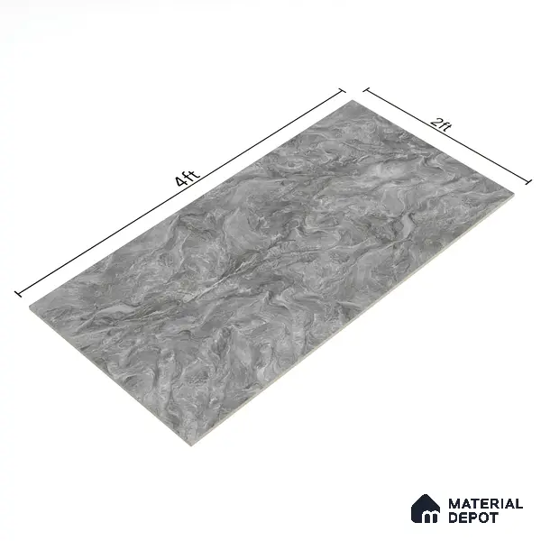 Marble Wall & Floor Tile TL 05310 D Aurelio Matrix Grigio 4 ft x 2 ft Vitrified High Gloss Finish - 9 mm | Suitable for Living Room, Bedroom, Feature / Accent Walls & Highlighter Wall