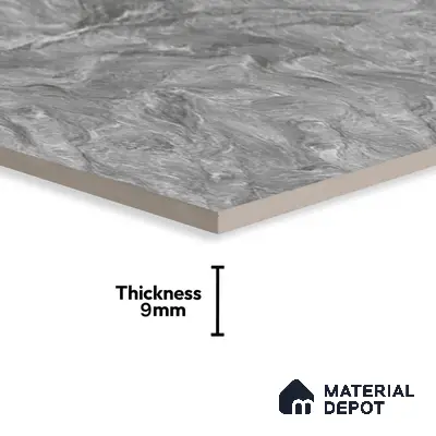Marble Wall & Floor Tile TL 05310 D Aurelio Matrix Grigio 4 ft x 2 ft Vitrified High Gloss Finish - 9 mm | Suitable for Living Room, Bedroom, Feature / Accent Walls & Highlighter Wall