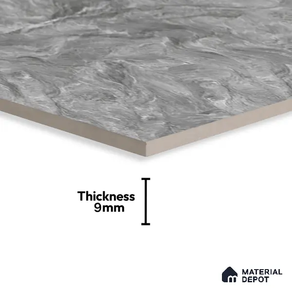 Marble Wall & Floor Tile TL 05310 D Aurelio Matrix Grigio 4 ft x 2 ft Vitrified High Gloss Finish - 9 mm | Suitable for Living Room, Bedroom, Feature / Accent Walls & Highlighter Wall