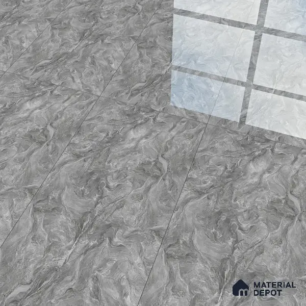 Marble Wall & Floor Tile TL 05310 D Aurelio Matrix Grigio 4 ft x 2 ft Vitrified High Gloss Finish - 9 mm | Suitable for Living Room, Bedroom, Feature / Accent Walls & Highlighter Wall