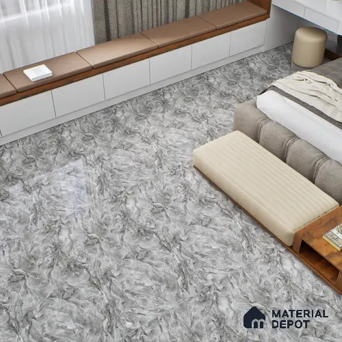 Marble Wall & Floor Tile TL 05310 D Aurelio Matrix Grigio 4 ft x 2 ft Vitrified High Gloss Finish - 9 mm | Suitable for Living Room, Bedroom, Feature / Accent Walls & Highlighter Wall