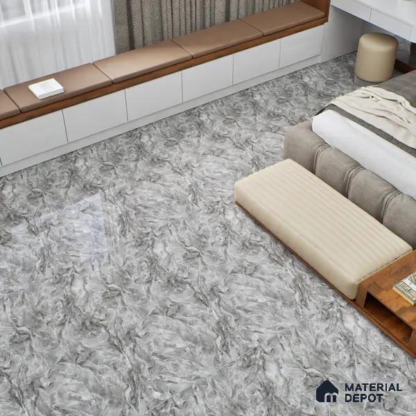 Marble Wall & Floor Tile TL 05310 D Aurelio Matrix Grigio 4 ft x 2 ft Vitrified High Gloss Finish - 9 mm | Suitable for Living Room, Bedroom, Feature / Accent Walls & Highlighter Wall