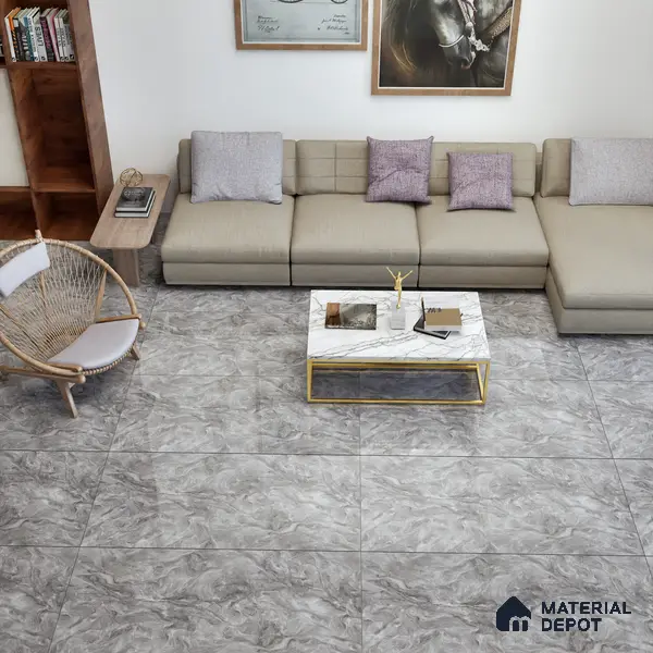 Marble Wall & Floor Tile TL 05310 D Aurelio Matrix Grigio 4 ft x 2 ft Vitrified High Gloss Finish - 9 mm | Suitable for Living Room, Bedroom, Feature / Accent Walls & Highlighter Wall