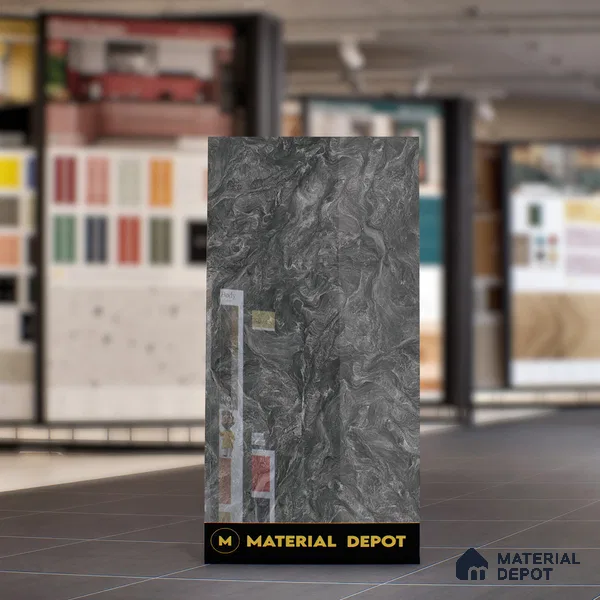 Marble Wall & Floor Tile TL 05310 F Aurelio Matrix Dark 4 ft x 2 ft Vitrified High Gloss Finish - 9 mm | Suitable for Living Room, Bedroom, Feature / Accent Walls & Highlighter Wall (Sample)