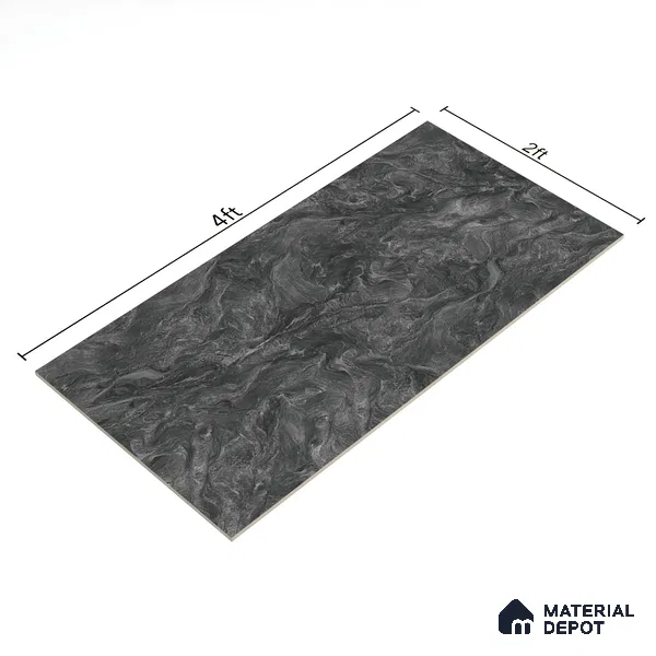 Marble Wall & Floor Tile TL 05310 F Aurelio Matrix Dark 4 ft x 2 ft Vitrified High Gloss Finish - 9 mm | Suitable for Living Room, Bedroom, Feature / Accent Walls & Highlighter Wall (Sample)